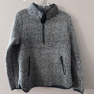 Woman's Gray Sherpa Quarter-Zip Sweater